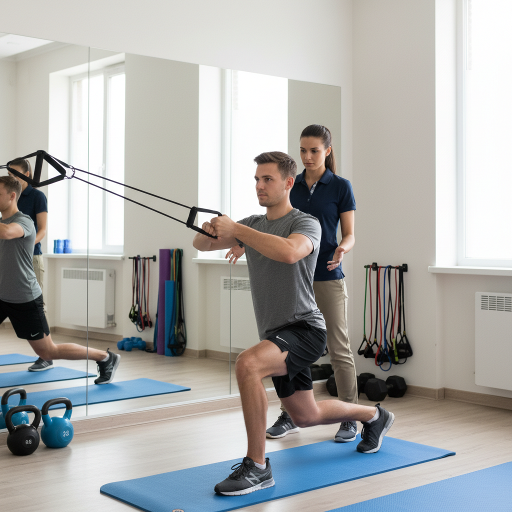 Athlete performing sport-specific physical therapy exercises in Londonderry with personalized therapist guidance