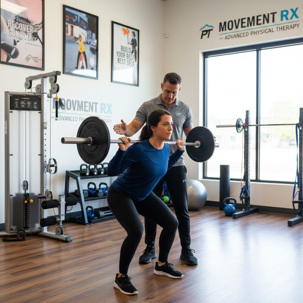 Athlete performing strength training exercises with proper form in Manchester NH physical therapy clinic
