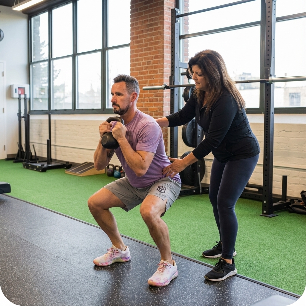 Patient working with a provider at a CrossFit physical therapy clinic in Londonderry