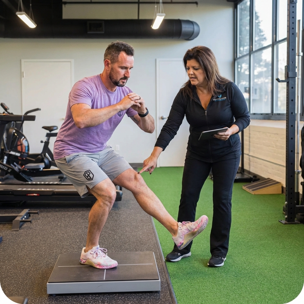 Athlete performing strength assessment at a CrossFit physical therapy clinic in Manchester